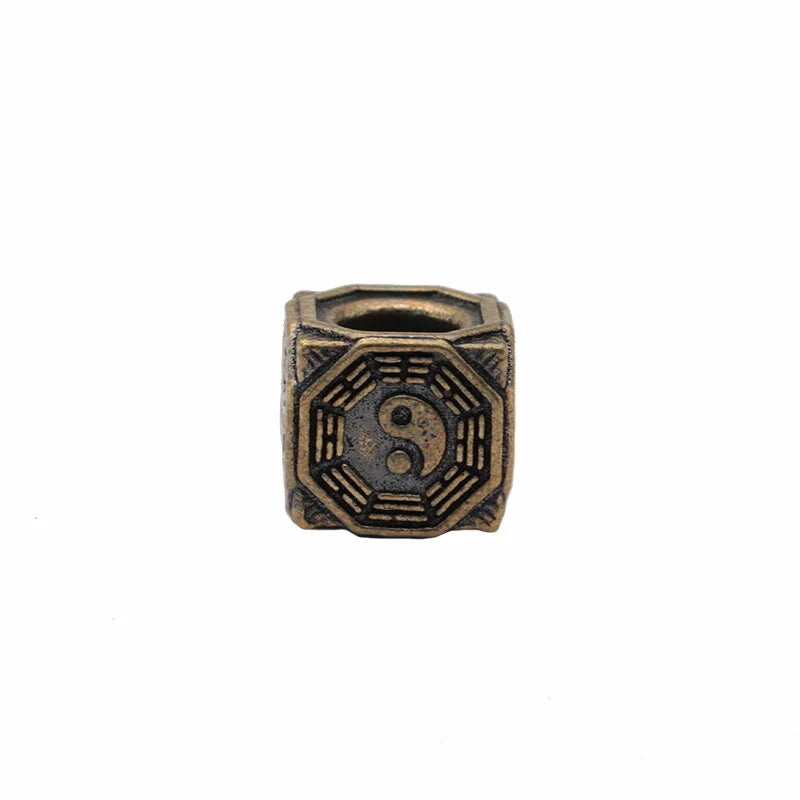 Eight Diagrams Block Brass Knife Beads EDC DIY Paracord Woven Bracelets Lanyard Pendants Accessories Outdoor Tool Hangings Charm