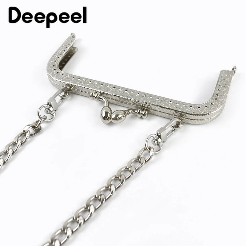 1/2/5Pcs Silver Embossed Metal Purse Frame Kiss Clasp  8.5-20cm Bag Handle for Handbag Wallet WovenBag DIY Handmade Accessories