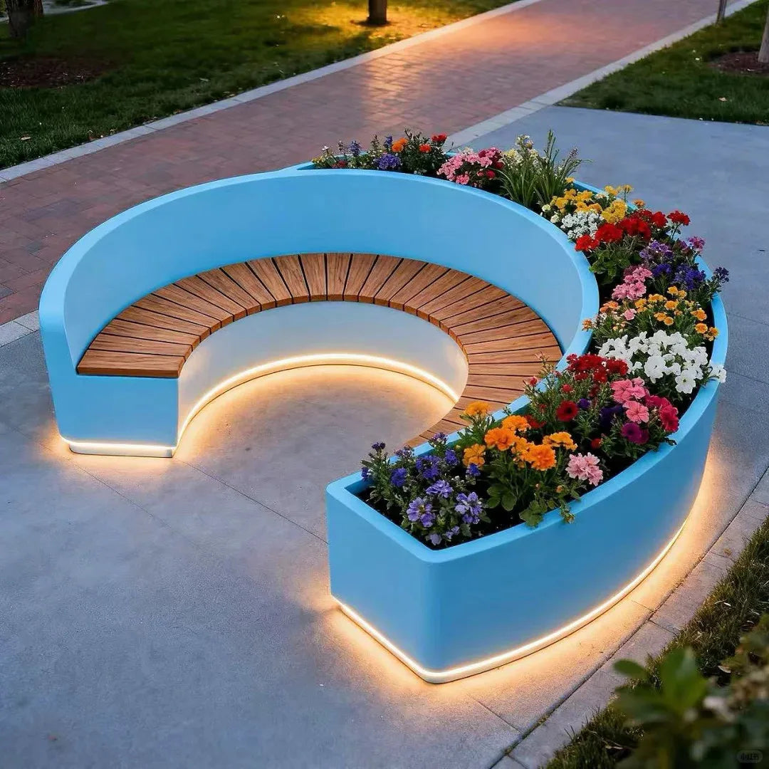 Custom Fiberglass Curved Bench – Outdoor & Commercial Seating