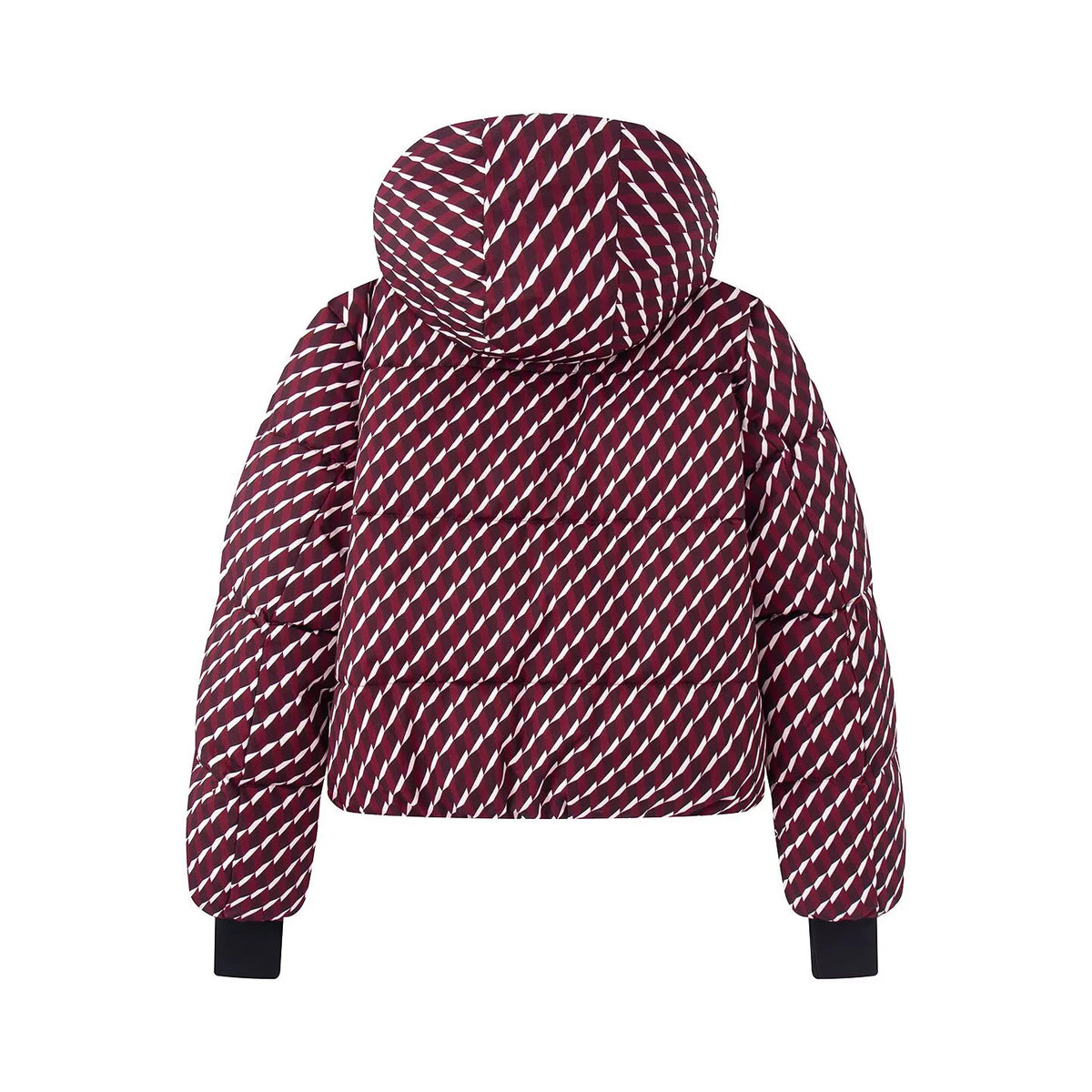 Winter women's zipper style long sleeved stand up collar hooded down jacket high waisted technology horn pants set