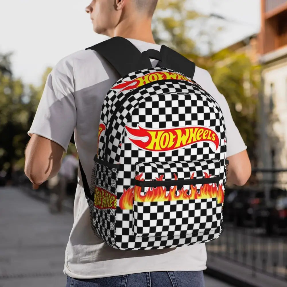 Hot Wheels Race Student Backpack School Bag Hiking Travel Daypack for Men Women Bookbag Shoulder Bags