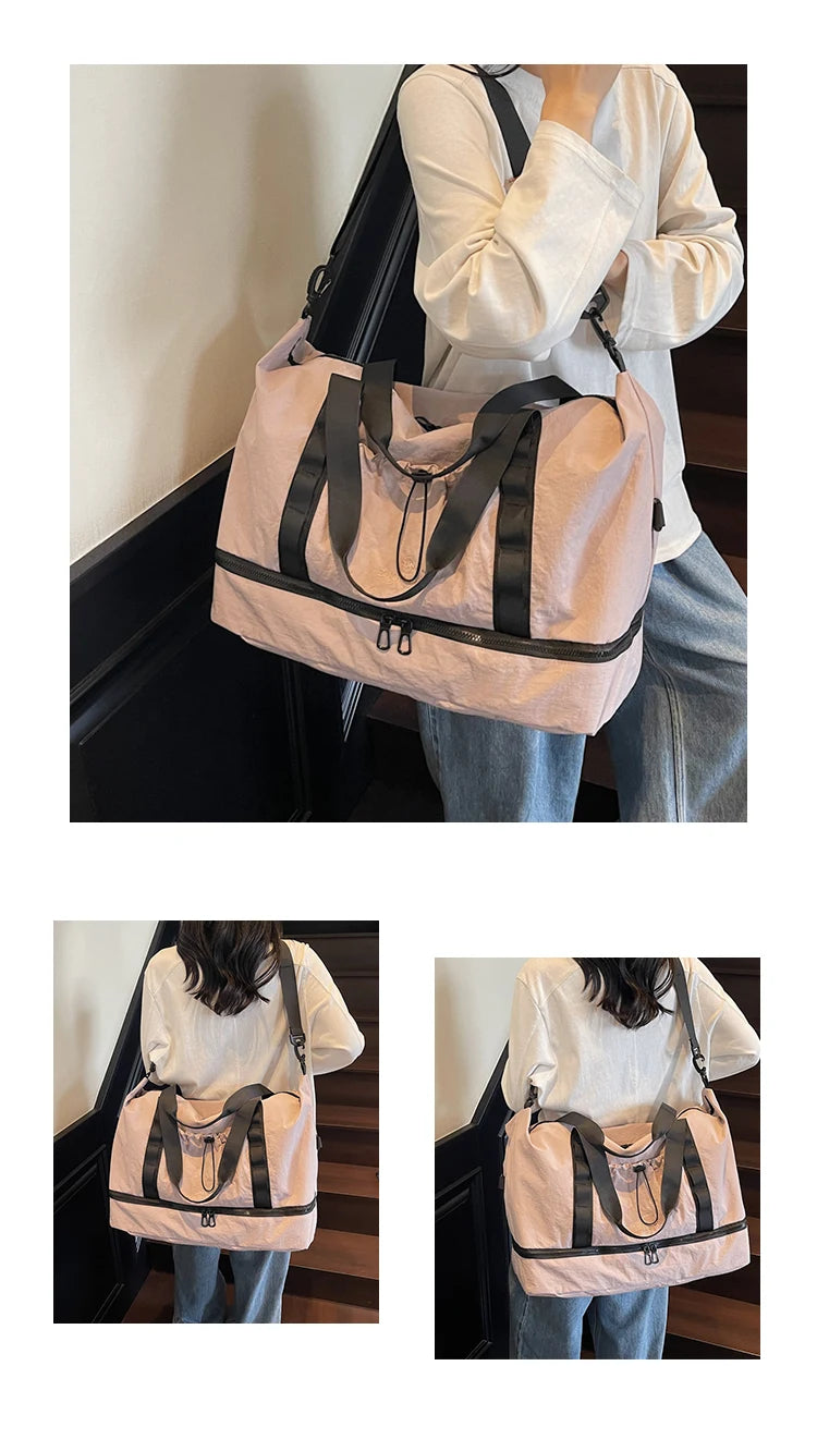 Large Capacity Travel Duffels Bag With Independent Shoe Compartment Travel Totes Suitable For Yoga Gym Storage Weekends Bags