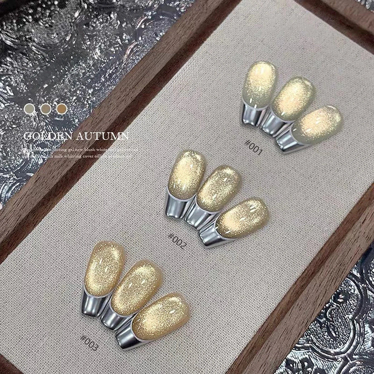 1-4pcs WS Autumn Winter Nails Pink Gold Cat's Eye Gel Nail Polish Glue Super Flash Golden Pink Porcelain White Glass Beads Gel
