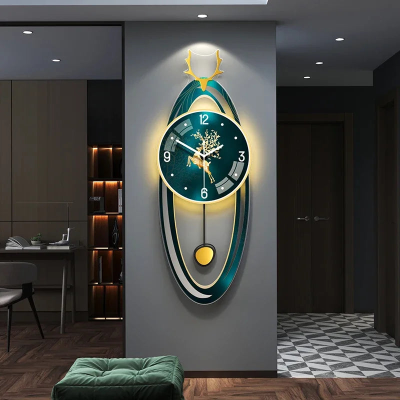 European Illuminated Clock Unique Nordic Pendulum Silent Luxury Wall Clock Aesthetic Modern Design Reloj De Pared Wall Decor