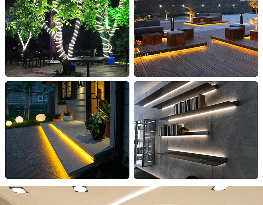 1-50M 220V COB LED Strip Light High Bright Flexible Ribbon Light Tape IP68 Waterproof Outdoor Garden LED Strip 3000K 4000K 6000K