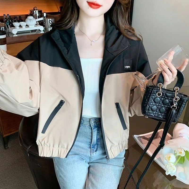 2025 Female Fashion Stormtrooper Outwear Spring Autumn Women Long Sleeves Hooded Jacket Korean Ladies Leisure Short Tops Coat