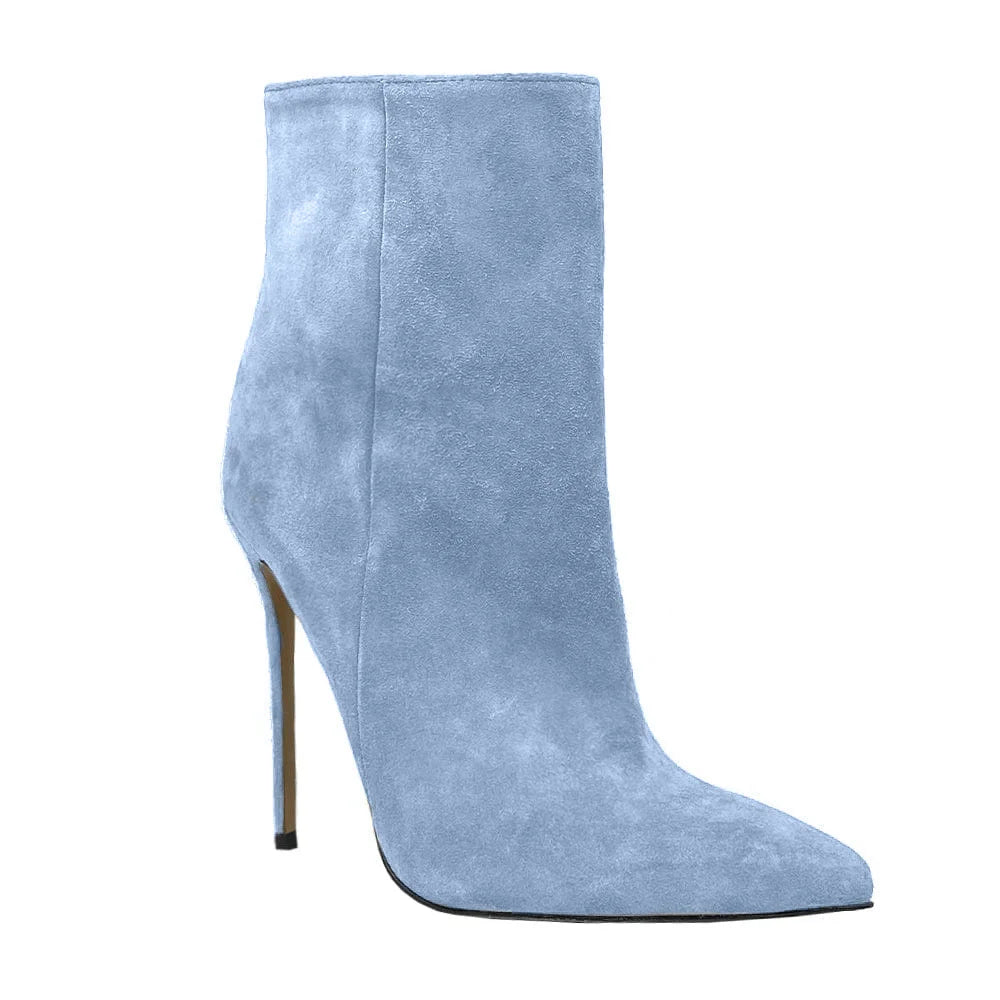 2025 Pointed High-heeled Short Boots Suede Fashion Runway Ladies Autumn and Winter 35-46 Plus Size Women Ankle Boots