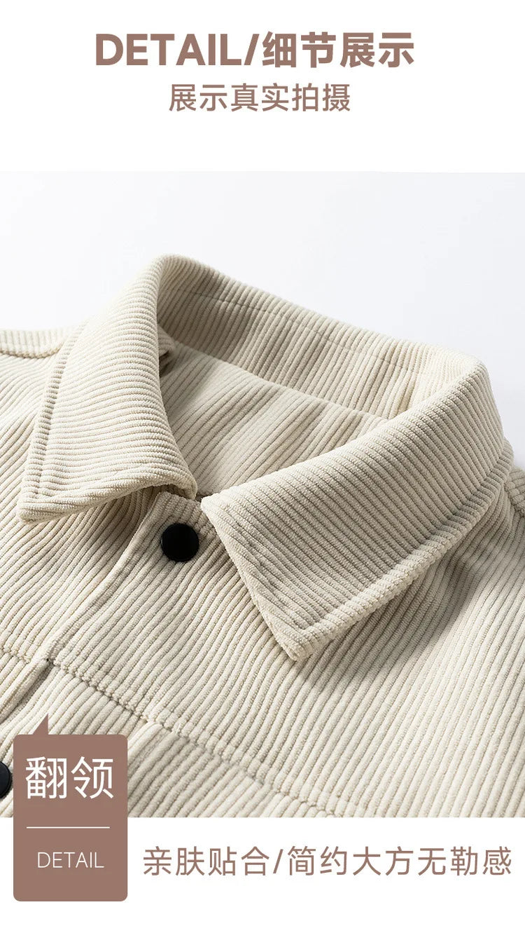 Spring and Autumn Men's Corduroy Lapel Jacket 2025 Men's New American Retro Brand Loose and Handsome Multi-pocket Cargo Jacket