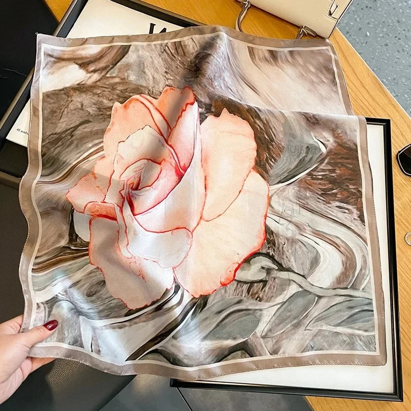 Nature Silk Neck Scarves Lady Foulard Lovely Strawberry Print 100% Real Silk Square Scarf for Women Bag Ribbon Hairband Kerchief