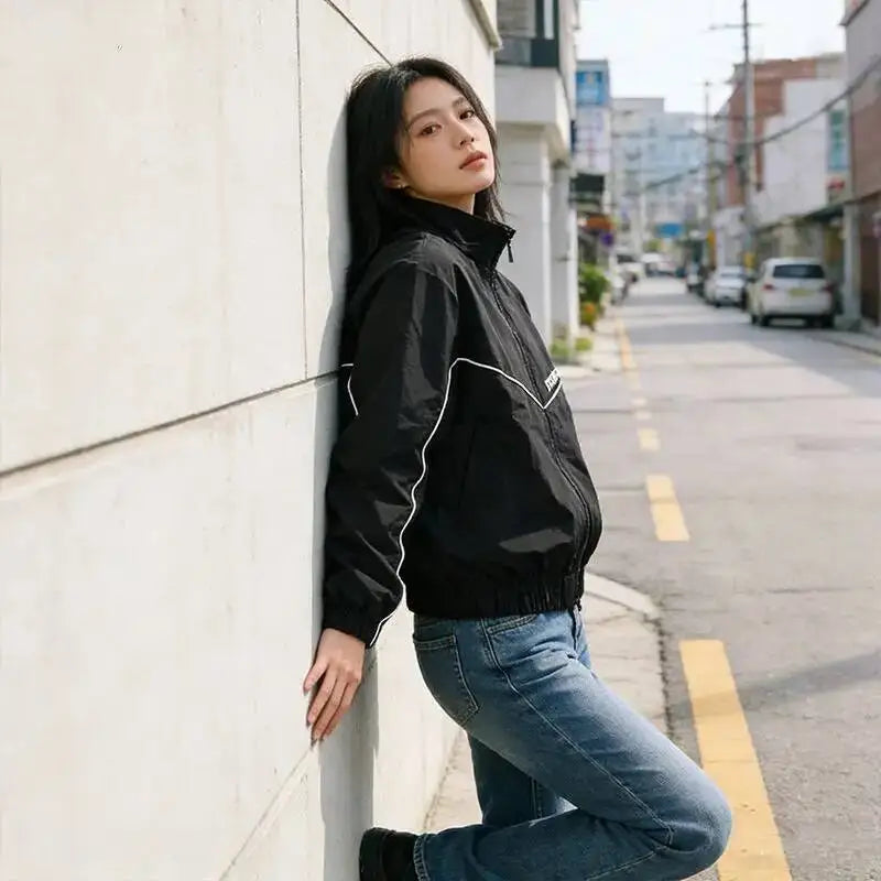 Korean Manhwa Jinx Team Black Windbreaker Jacket Men Women Sports Coat Loose Track Activewear Joo Jaekyung Y2K Coat Unisex