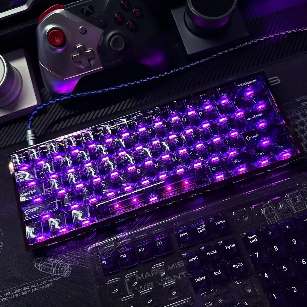 New Purple Transparent Clear Keycaps Crystal Ceramic Pc Keycap Rgb Shine Through Key Cap Mda Profile For Mx Switch Keyboard Gift