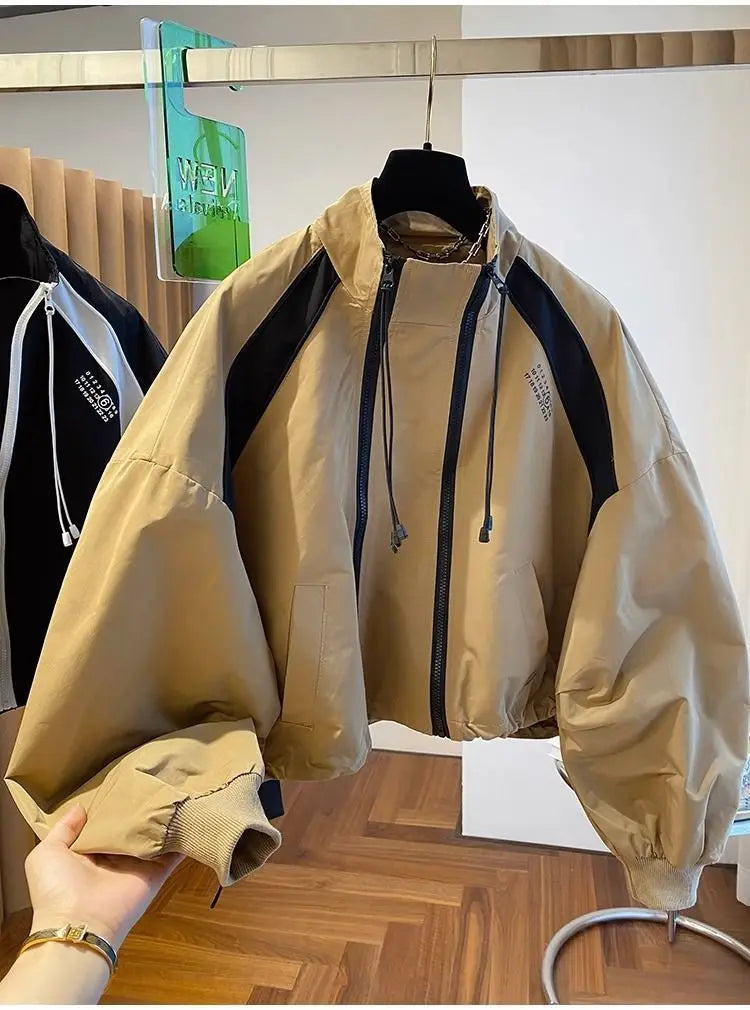 Spring Autumn Zipper Sweatshirt Men Bomber Jacket Cargo Coat Windbreaker Long Sleeve Outdoor Outerwear Black Men Clothing New