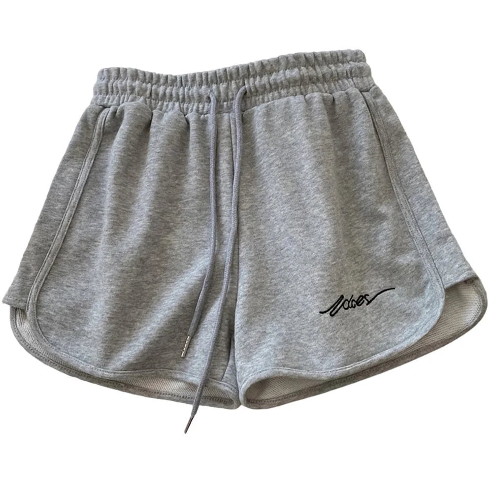 High-Waisted Elastic Women Sports Shorts for Running Fitness Casual Home Use Loose Fit Polyester Spandex Shorts