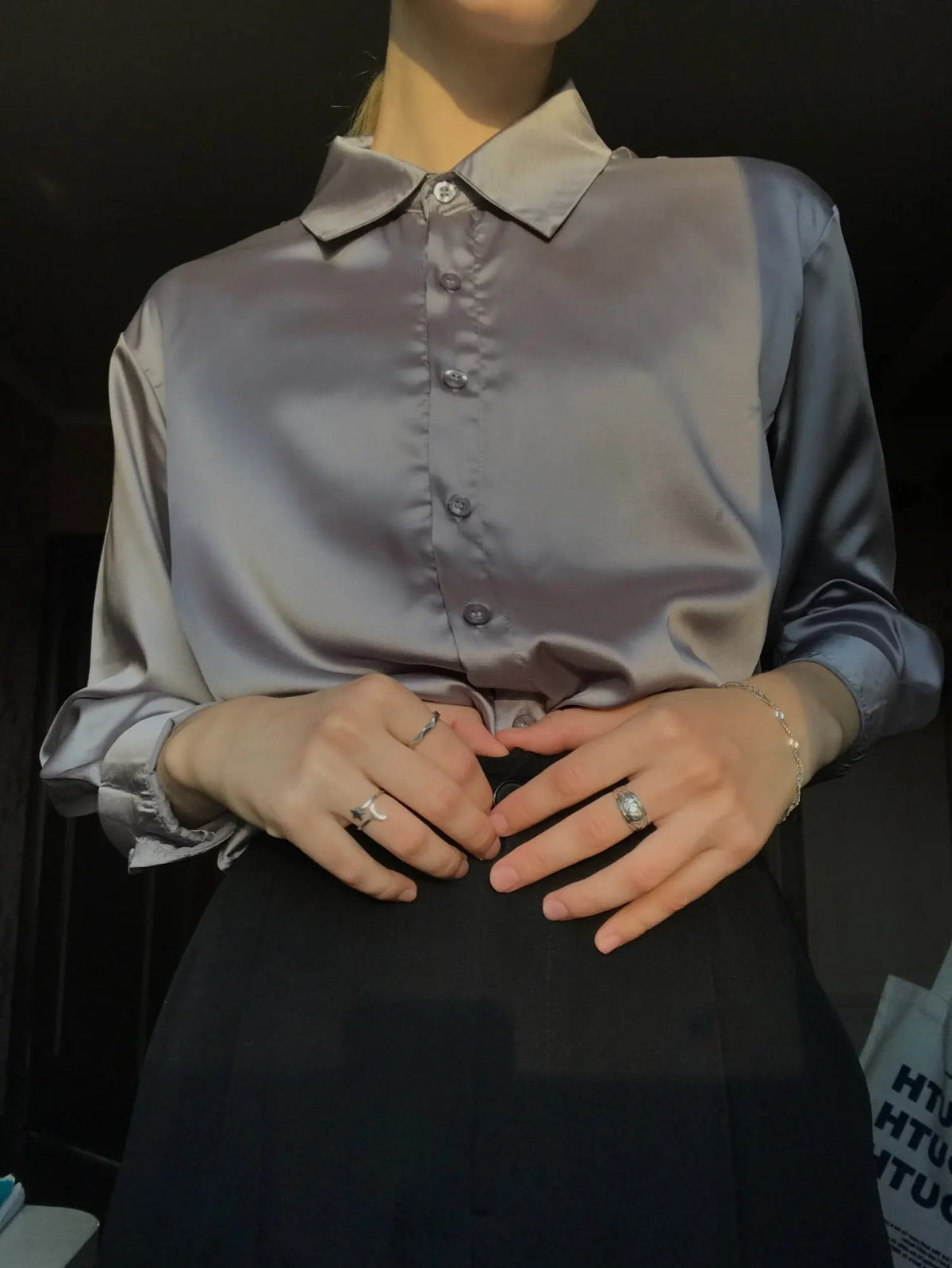 Fall Turn-down Collar Elegant Satin Loose Women Shirt 2026 Plus Size Blouse Autumn Vintage Casual Button Silk Tops
