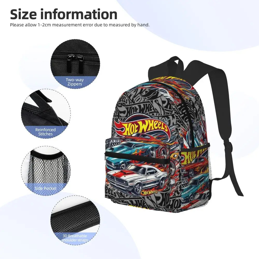 Hot Wheels Race Student Backpack School Bag Hiking Travel Daypack for Men Women Bookbag Shoulder Bags