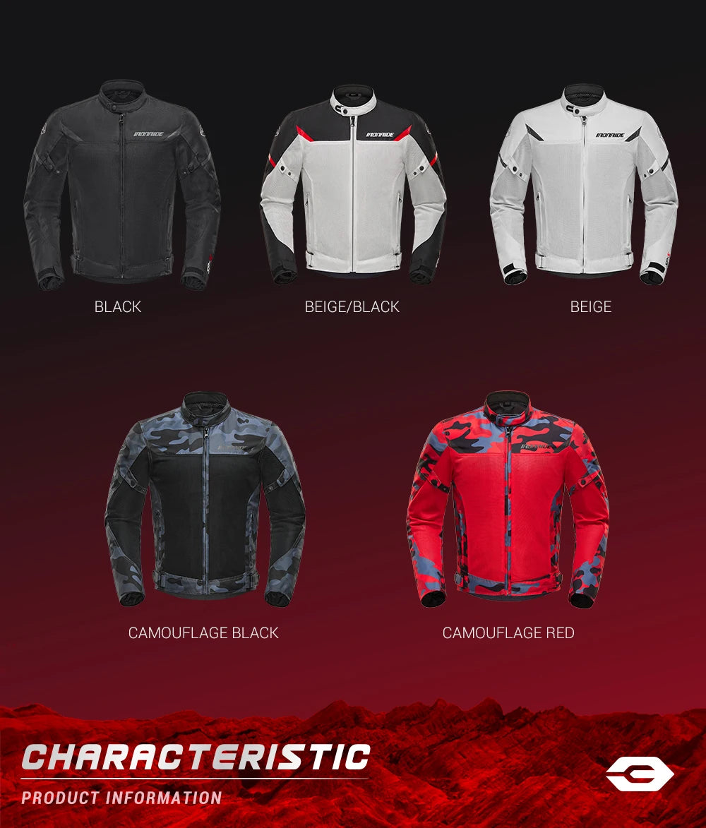 Summer Motorcycle Jacket Man Mesh Breathable Motorbike Riding Moto Jacket Waterproof Outdoor Motocross Riding Protective Gears
