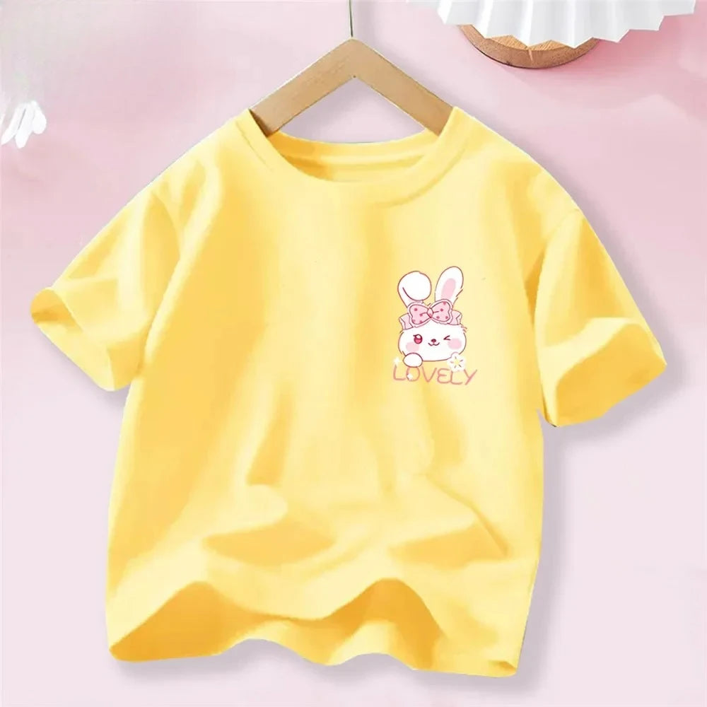 Sweet Heart Print T-Shirt Crew Neck Short Sleeve T-Shirt Casual Every Day Tops Girls Clothing Fashion Teens Sport Clothes