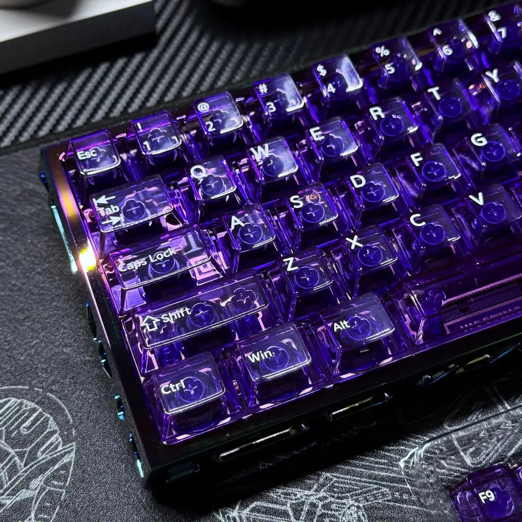 New Purple Transparent Clear Keycaps Crystal Ceramic Pc Keycap Rgb Shine Through Key Cap Mda Profile For Mx Switch Keyboard Gift