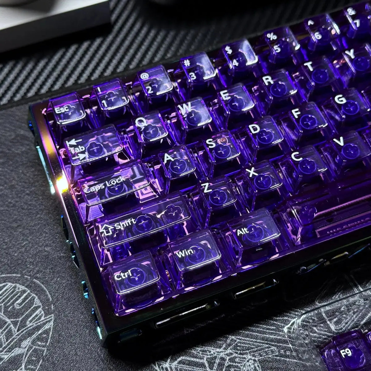New Purple Transparent Clear Keycaps Crystal Ceramic Pc Keycap Rgb Shine Through Key Cap Mda Profile For Mx Switch Keyboard Gift