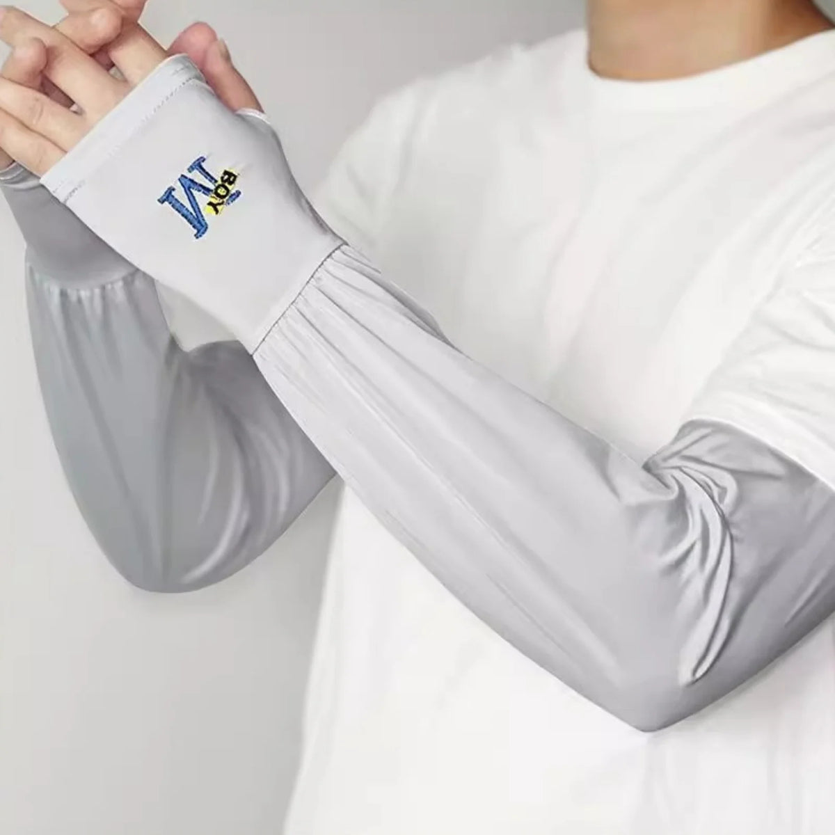 1 Pair Mens Ice Arm Sleeves Sunscreen Elastic Driving Gloves Outdoor UV Protection Arm Cover Sleeves Lightweight Cool Muff New
