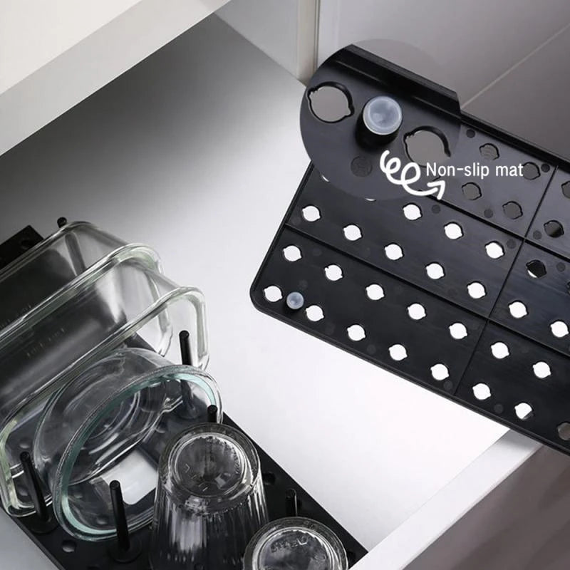 Kitchen Organizer Dish Drying Rack Telescopic Plate Bowl Stand Storage Drawer Adjustable Holder Drain Shelf Home Accessories
