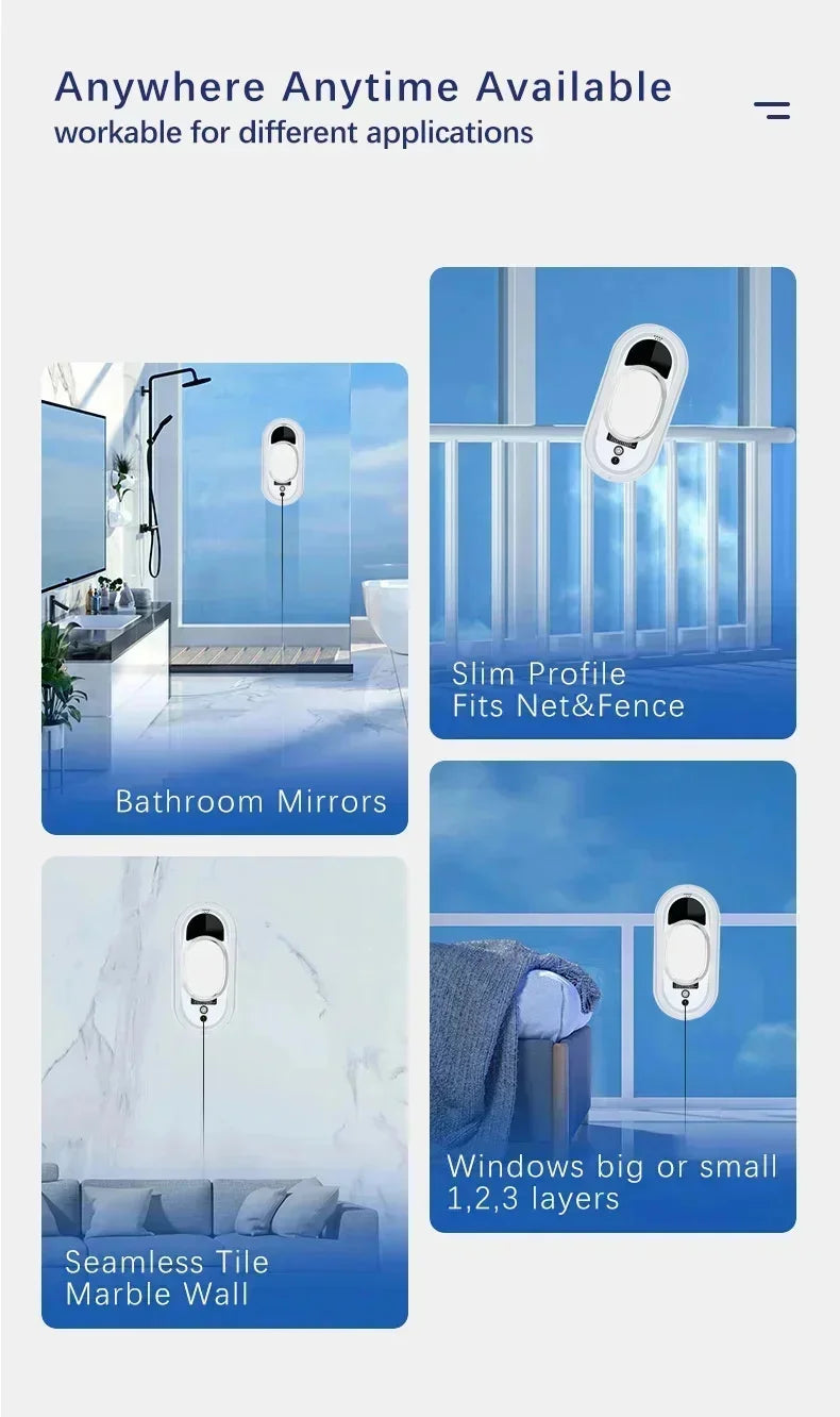 110V 220V Remote Control Home Window Cleaning Robot Electric Window Cleaner Glass Automatic Cleaning Tool High Suction Anti Fall