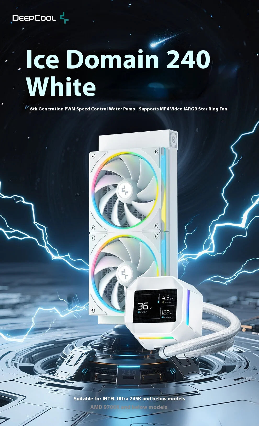 LM240 BlackWater-Cooled Radiator PWM Speed Control Water Pump with ARGB Fan  for Computer Case