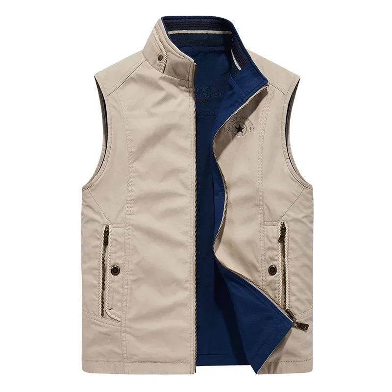 Autumn Mens Military  Vests Sleeveless Top Jacket Cotton Casual Multi Pocket Vest Men Waistcoat Coat Brand Clothing
