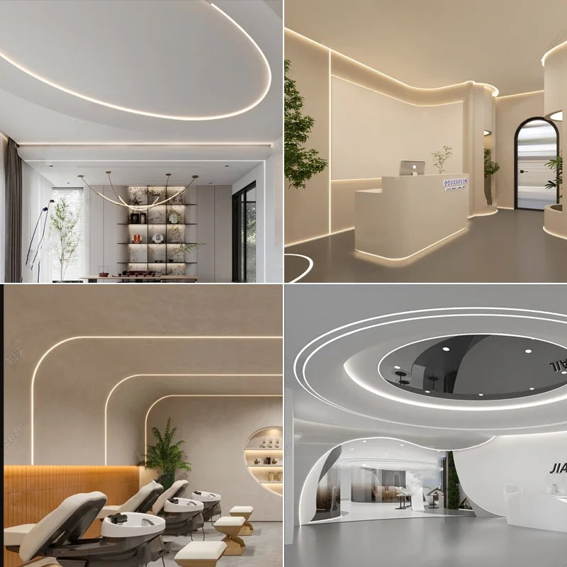 Recessed Bendable Led Aluminum Profile Hidden Ceiling Curved Channel Trimless Soft Cover Wall Floor Decor Linear Strip Light