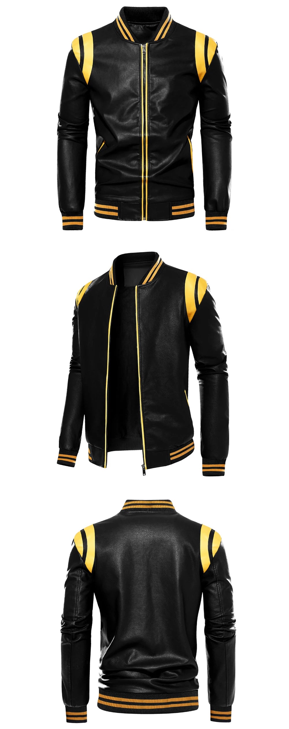 Autumn Winter Men's PU Leather Jackets Fashion Man Motorcycle Coats Male Patchwork Streetwear Zipper Leather Jackets Clothing
