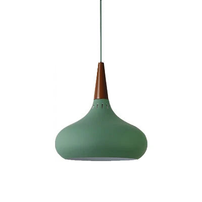GEW Nordic Modern Funnel Pendant Light Wood Aluminum E27 Multi Color Hanging Lamp for Dining Kitchen Island Bedside