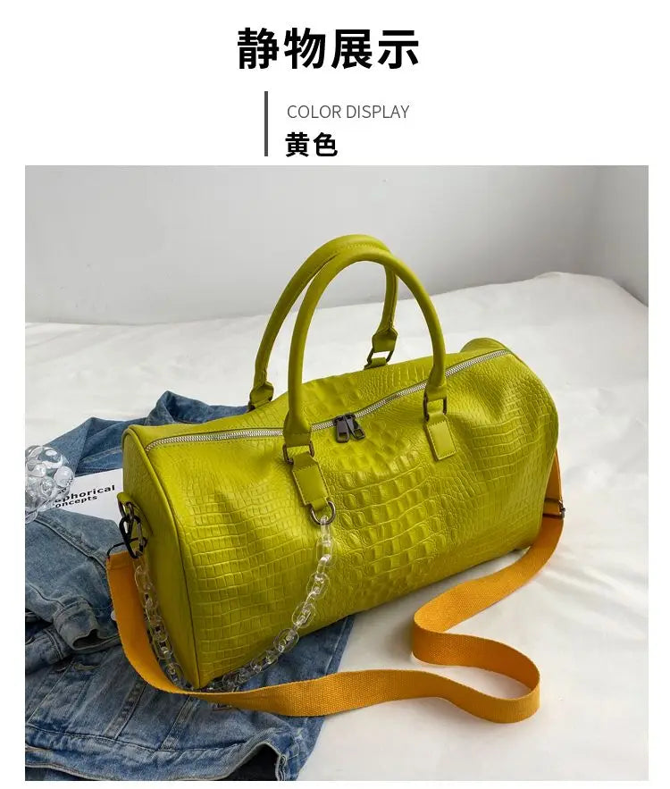 European / American Fashion Crocodile Pattern Embossed Large Capacity Portable Sports Travel Single Shoulder Crossbody Bag Trend