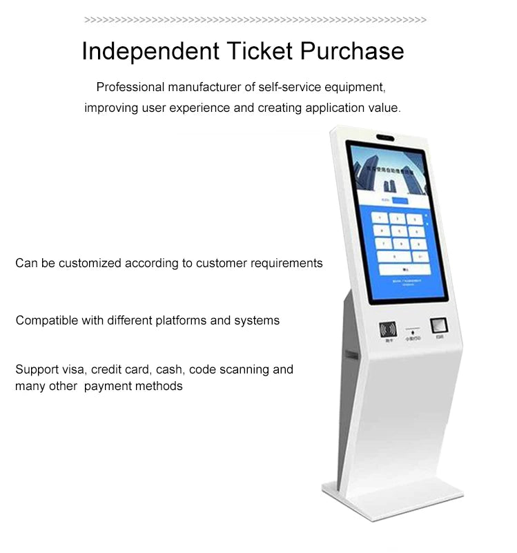 32-Inch Touch Screen Restaurant Self-Service Ordering & Checkout Kiosk with Floor-Standing Design for Indoor Use