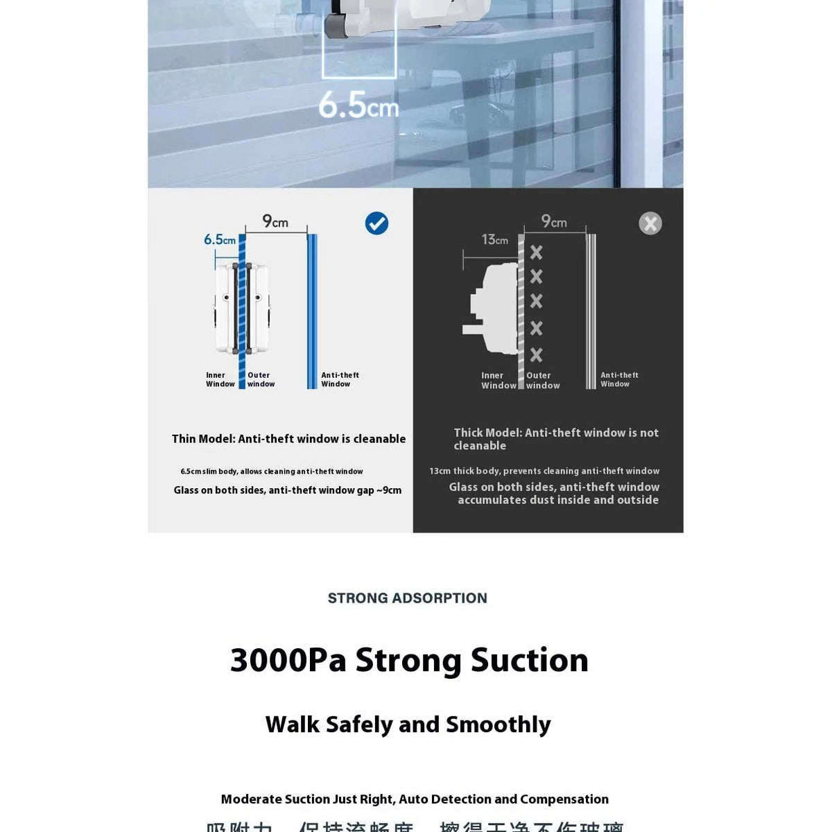 Hengkesen New Generation Upgraded Smart Window Cleaning Robot, Fully Automatic Electric Glass Cleaning Window Cleaner, Remote-Controlled Window Cleaning Machine with Automatic Water Spray, Suitable for Window Glass, Exterior