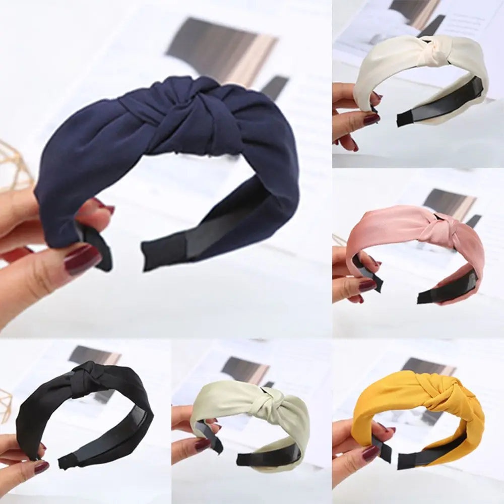 Women Girls Wide Top Knot Hair Bands Headdress Solid Color Cloth Headband Bezel Girls Hairband Hair Hoop Female Hair Accessories