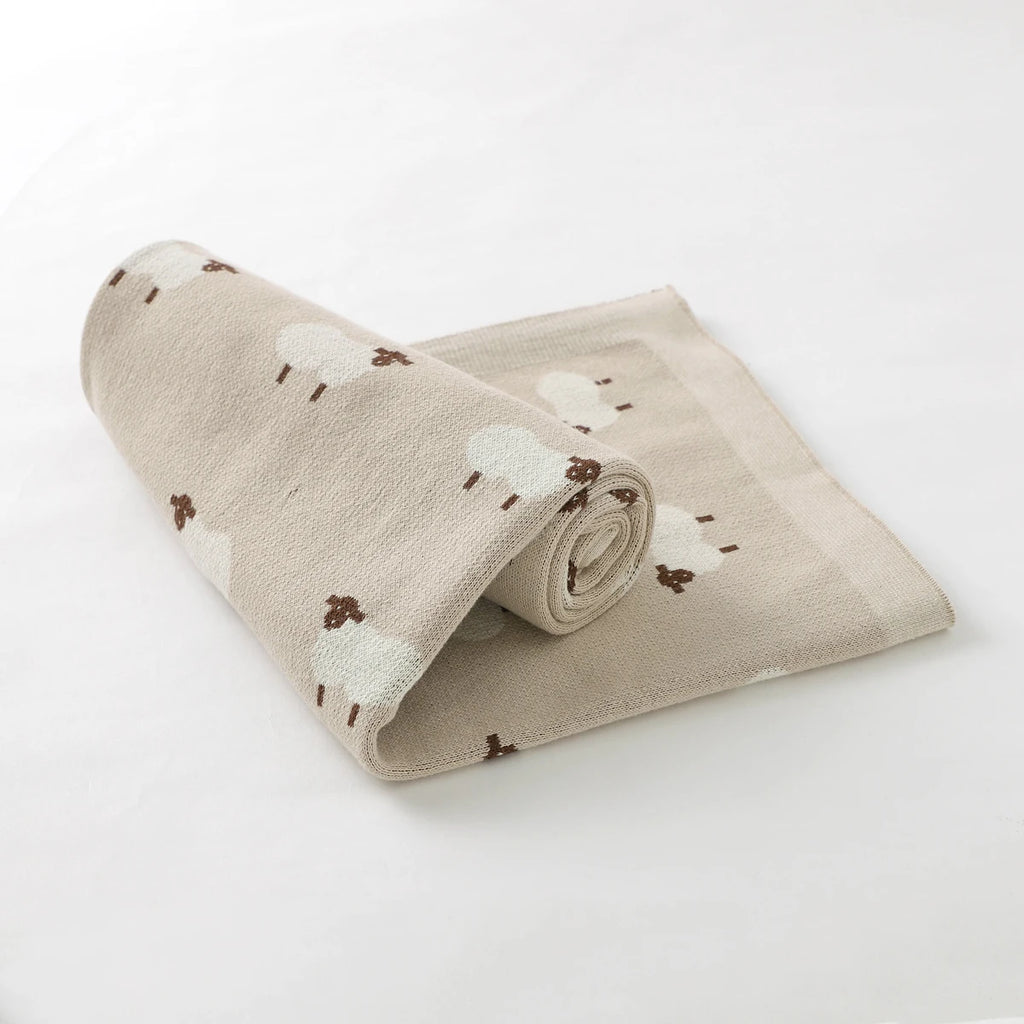 Baby Blanket 100%Cotton Knitted Infant Girl Boy Bedding Quilt 100*80CM Newborn Stroller Swaddling Fashion Cute Sheep Plaids Warm