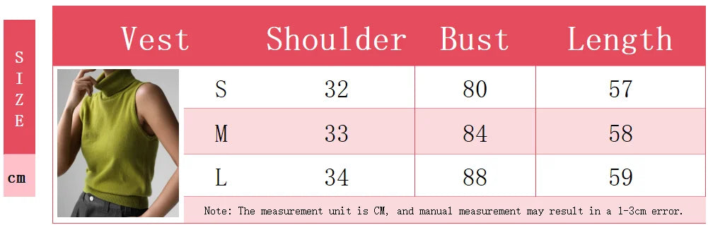 White Turtleneck Knitted Sleeveless Sweater For Women Elegant Knit Warm Tank Tops Sweaters Autumn Clothing Brown Blue Gray Red
