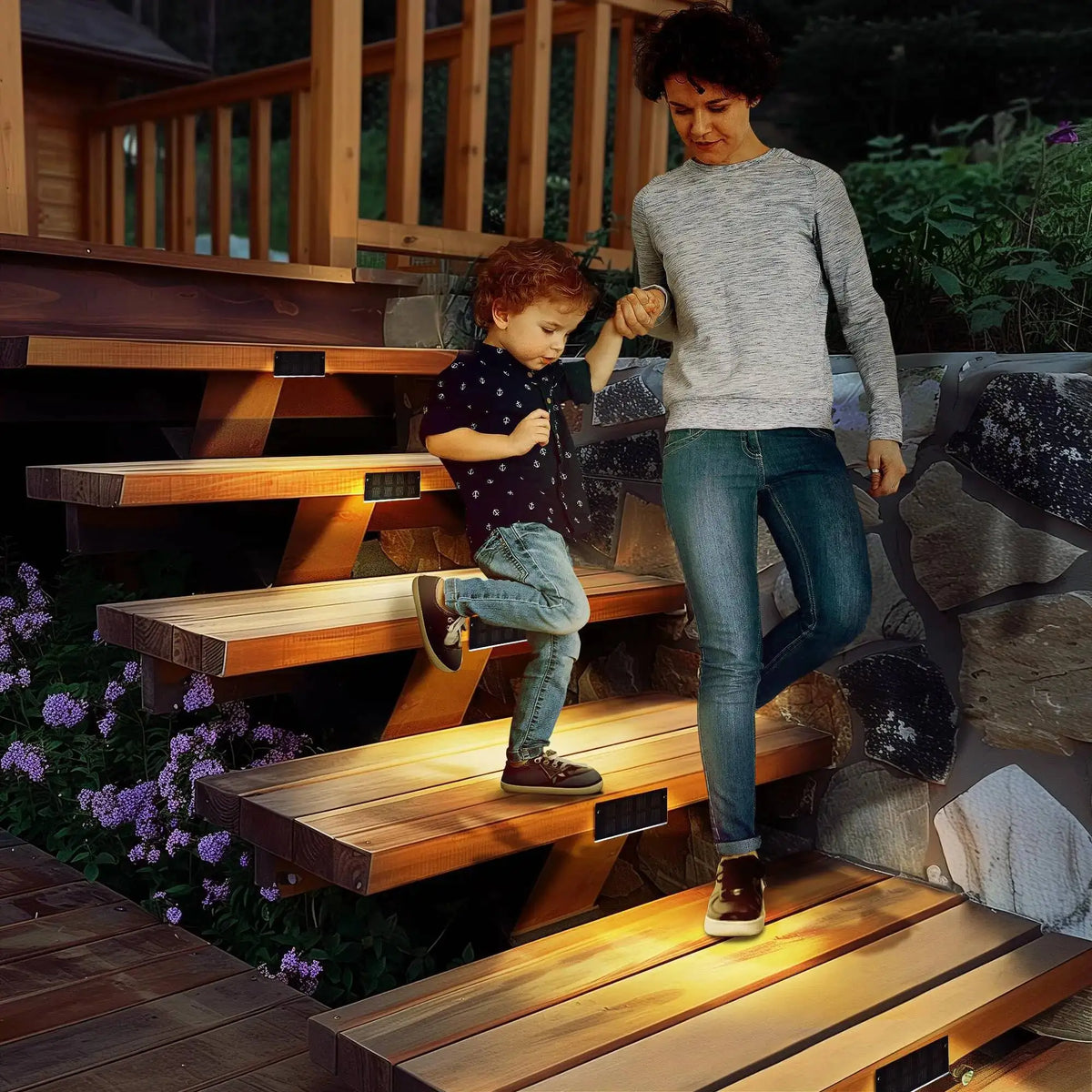 1-8PCS Solar Lights for Outdoors Stair Lamps Warm White LED Step Light, IP65 Waterproof Steps, Garden, Walkway, Stairs Path