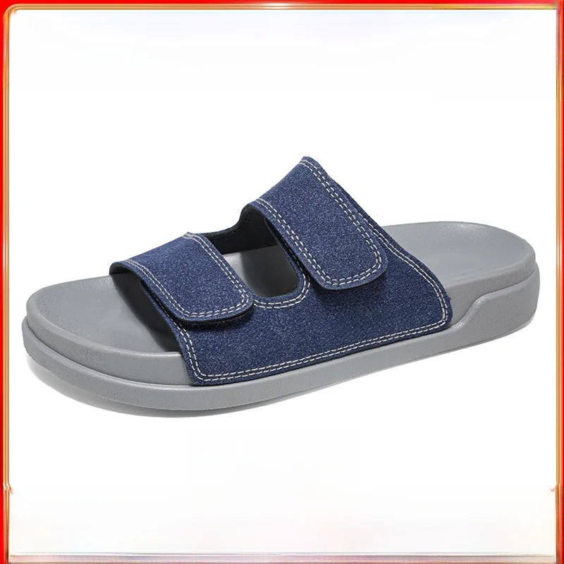 Birkent Men's Sandals Summer 2026 Outdoor Sports Beach Flat Slippers Thick Bottom Anti-slip Wear-resistant Casual Slip-ons