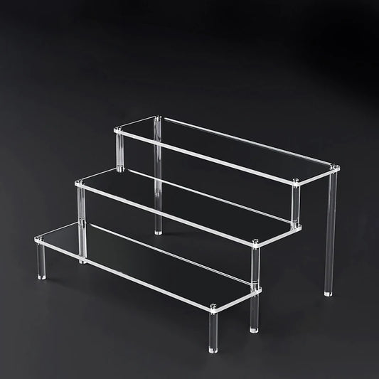 1-5 Tier Acrylic Display Risers Clear Shelf Doll Clay Figurine Display Stand for Desserts Perfume Organizer Showcase W-10