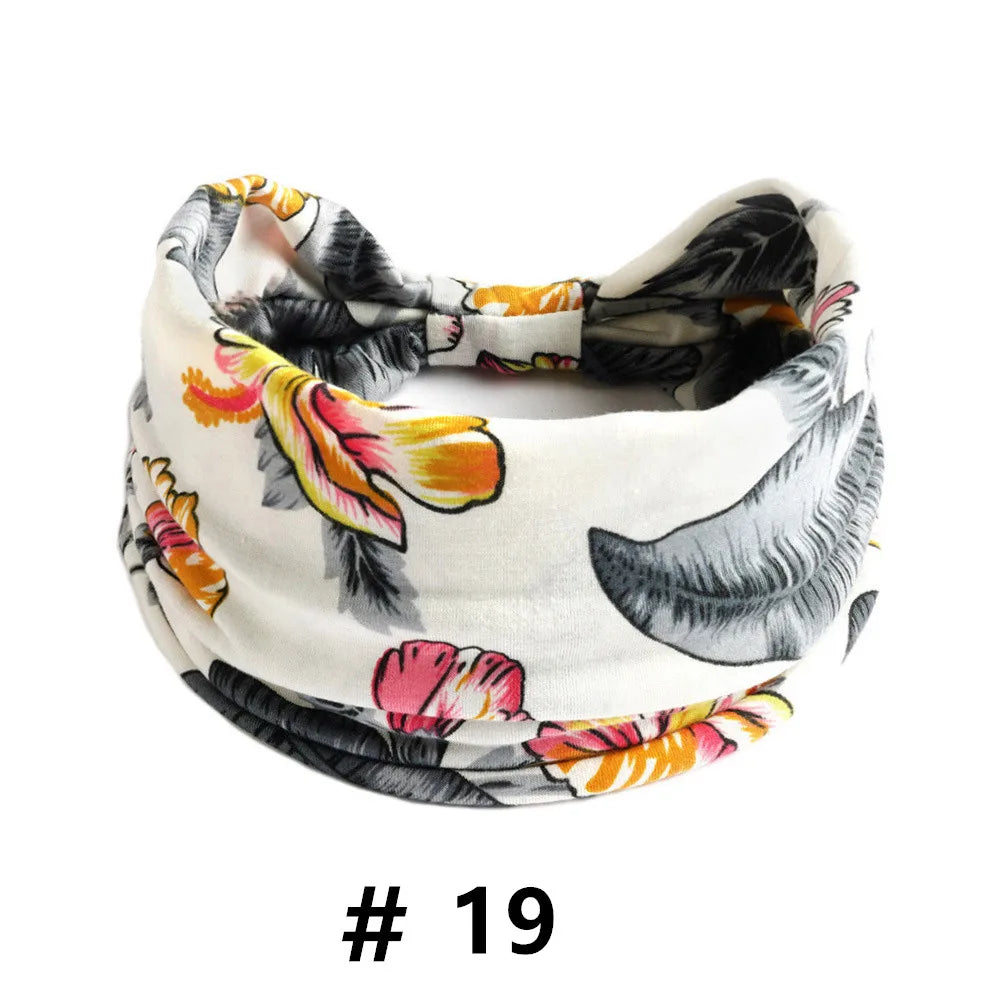Boho Headbands for Women Cotton Wide Head Bands Stretch Hairband Non Slip Workout Yoga Running Turban Headwrap Hair Accessories