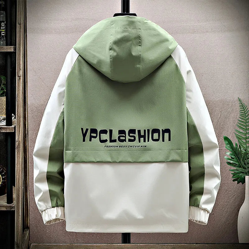 Men's High Streetwear Fashion Hooded Jackets 2026 Spring Autumn Loose Casual Coats Youth Outdoor Sports Windbreaker Top Clothing