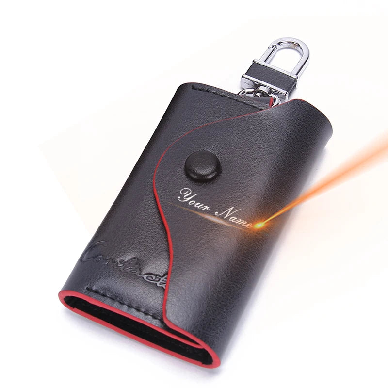 Men's Car Keys Wallets Genuine Cowhide Leather Male Key Holder Organizer Housekeeper Keychain Purse Key Ring Bag Keys Case Pouch