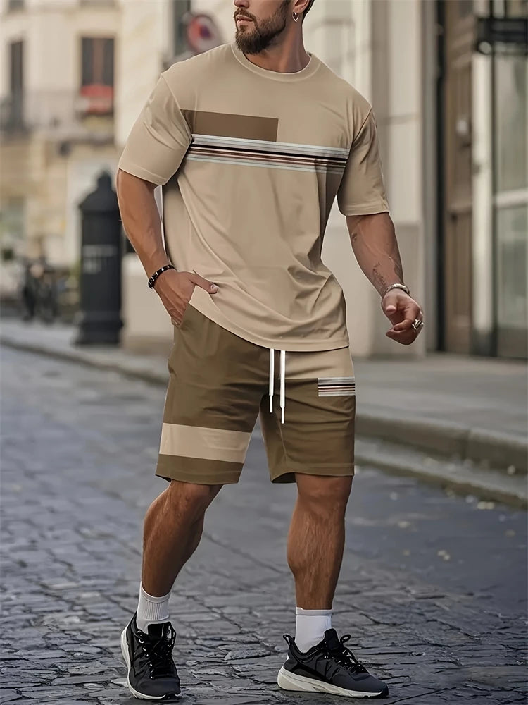 2026 New 3D Printed Skull Men's Casual Short-sleeved Top And Shorts, Daily Simple And Casual Versatile Men's 2pcs Set 2XS-6XL