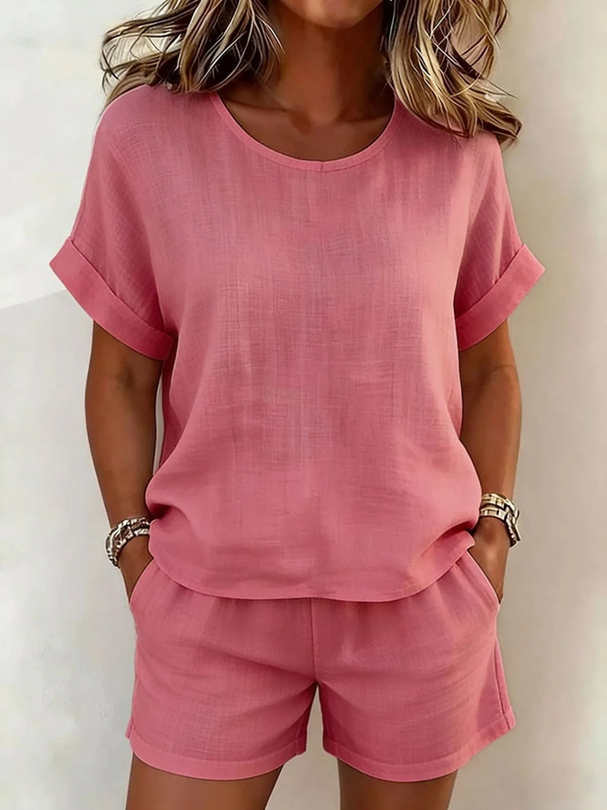 Solid Color Casual Loose Short Pants Sets For Women 2026 Elegant Summer Women's Two Pieces Suit Full Set Female Outfit Clothes