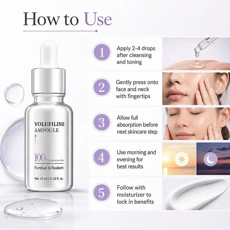 Volufiline Asiatica Ampoule 10ml Plumping Soothing Facial Serum Hydrating Moisturizing Essence Gentle Daily Skin Care Ampoule