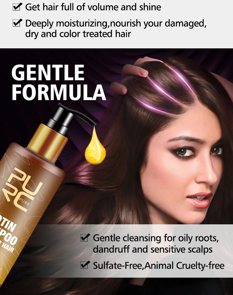 PURC Biotin Hair Shampoo Conditioner for Men Women Scalp Cleaning Hair Root Nourish Oil Smoothing Hair Mask Care Products Set