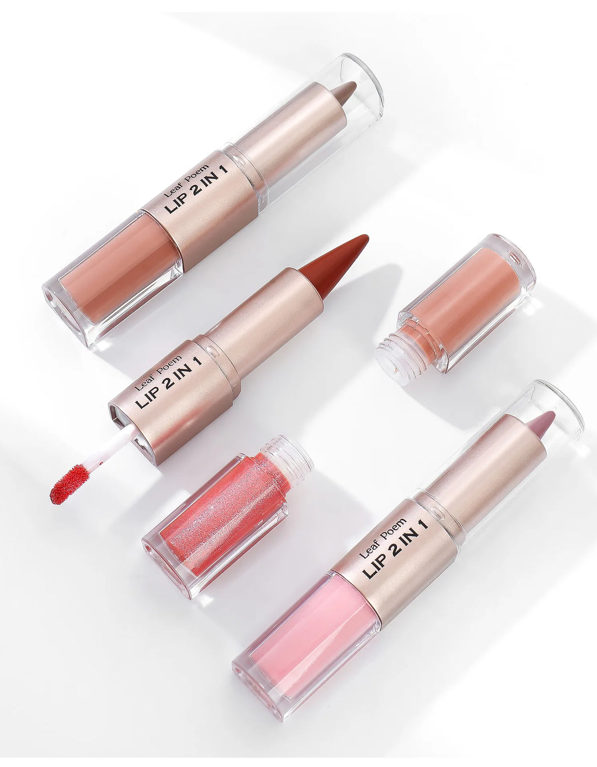 Brown Matte Lip Liner Lipstick Pencil Outlines Lip Contours 2-in-1 Mirror Glass Nude Brown Lip Gloss Makeup Waterproof Non Stick