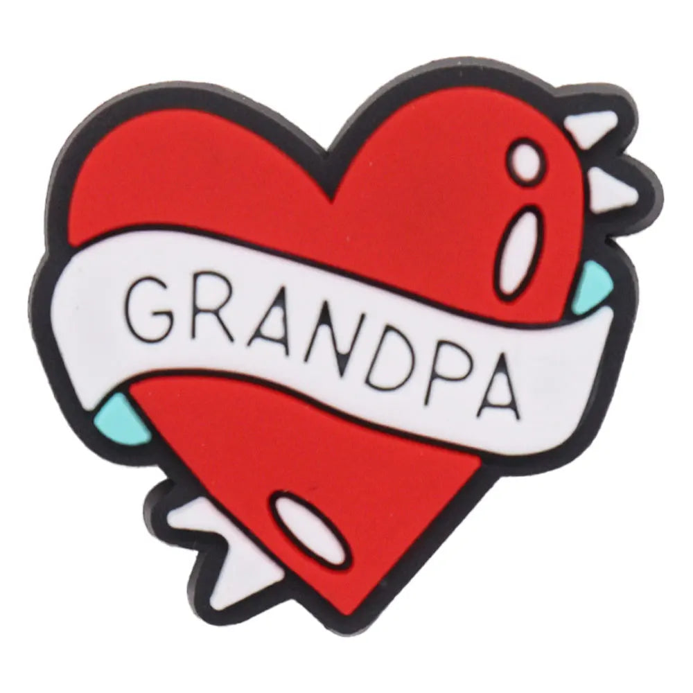1-34PCS Cartoon Papa Happy Father's Day Best Dad Heart PVC Shoes Charms Accessories Buckle Clog Decorations DIY Bracelet