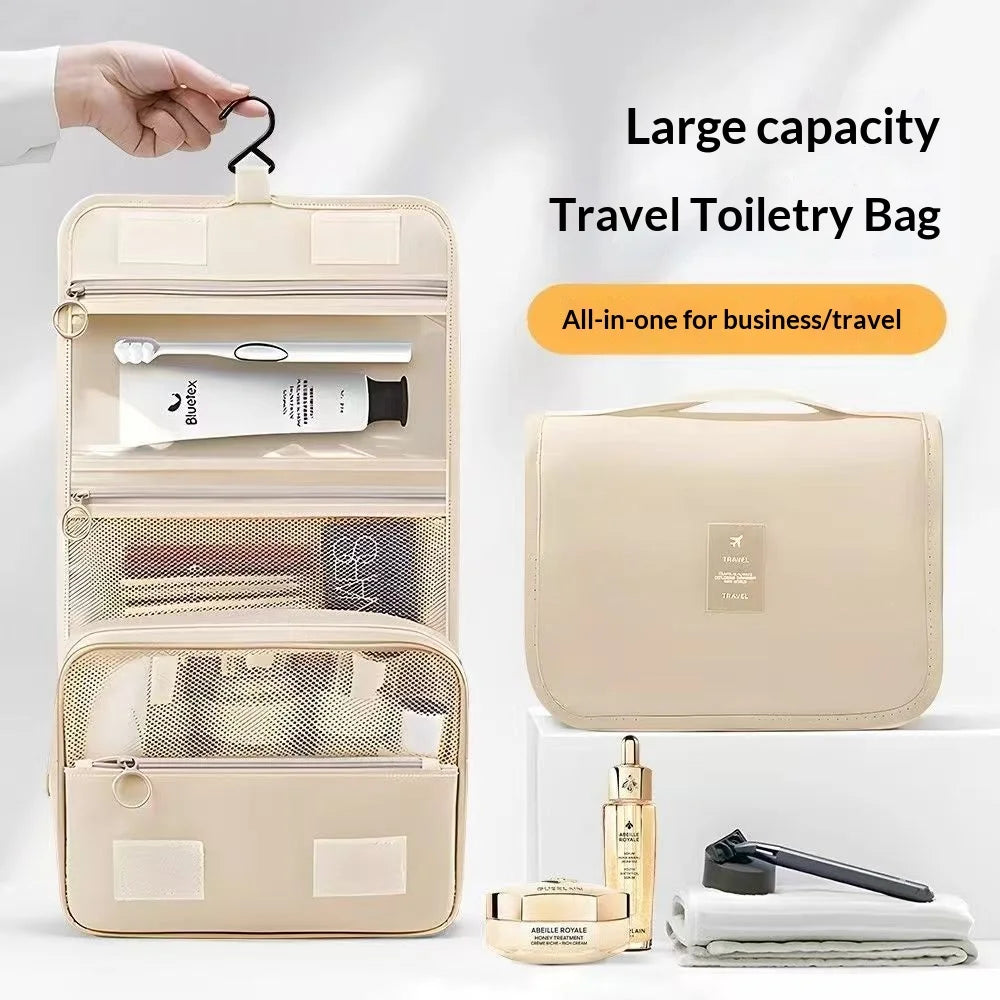 Portable Hook Toilet Bag Multi Functional Travel Waterproof Wear Resistant Multi Layer Storage Large Capacity Makeup Bag